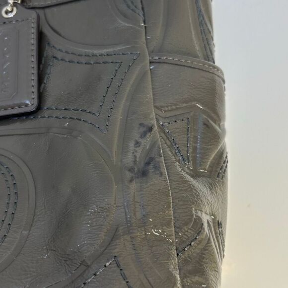 COACH F18326 Signature Gallery Stitch Patent C logo Leather Gray Tote Bag - Picture 14 of 14